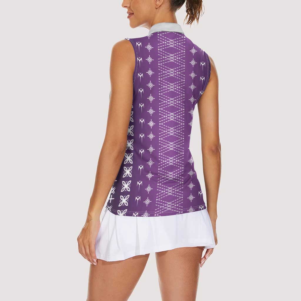 Purple Samoa Malu Tattoo Inspired Women Sleeveless Polo Shirt LT05 - Polynesian Pride