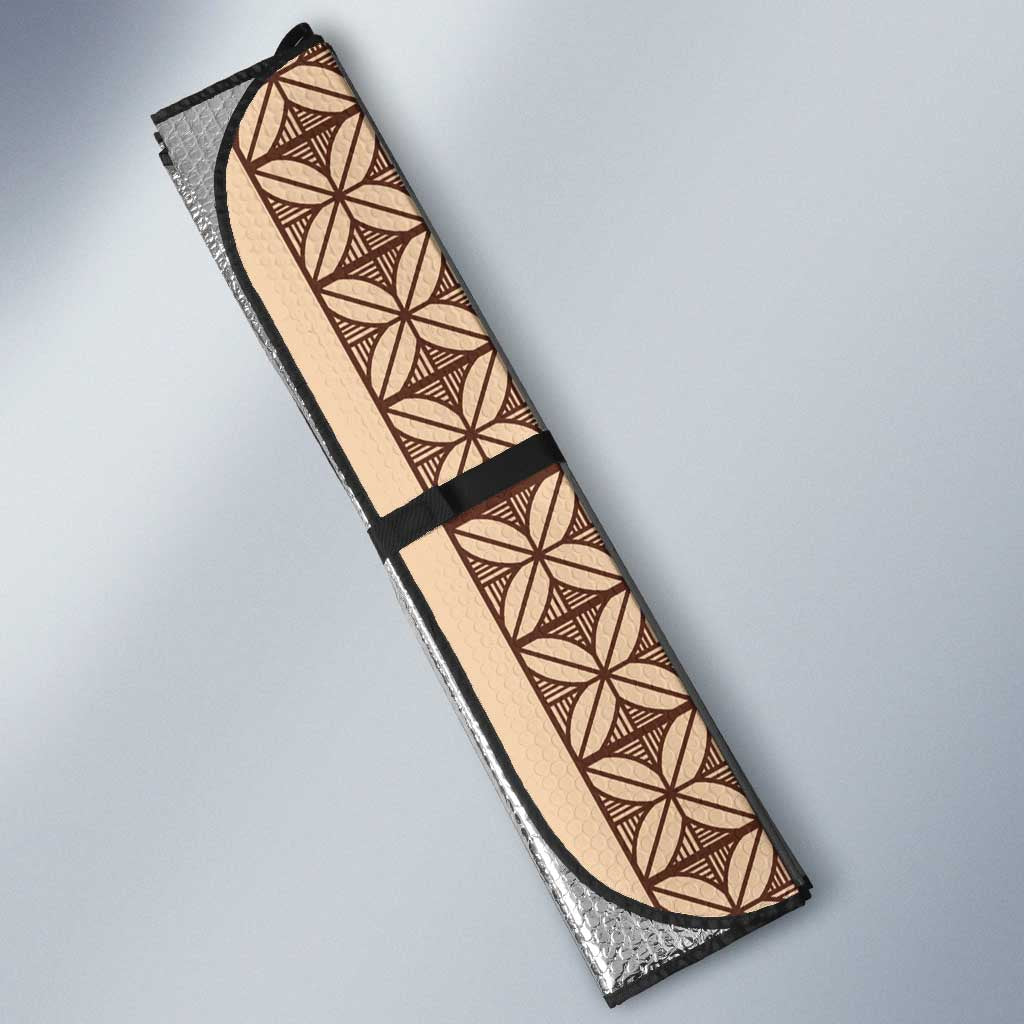 Beige Samoa Malu Tattoo Inspired Auto Sun Shade LT05 - Polynesian Pride