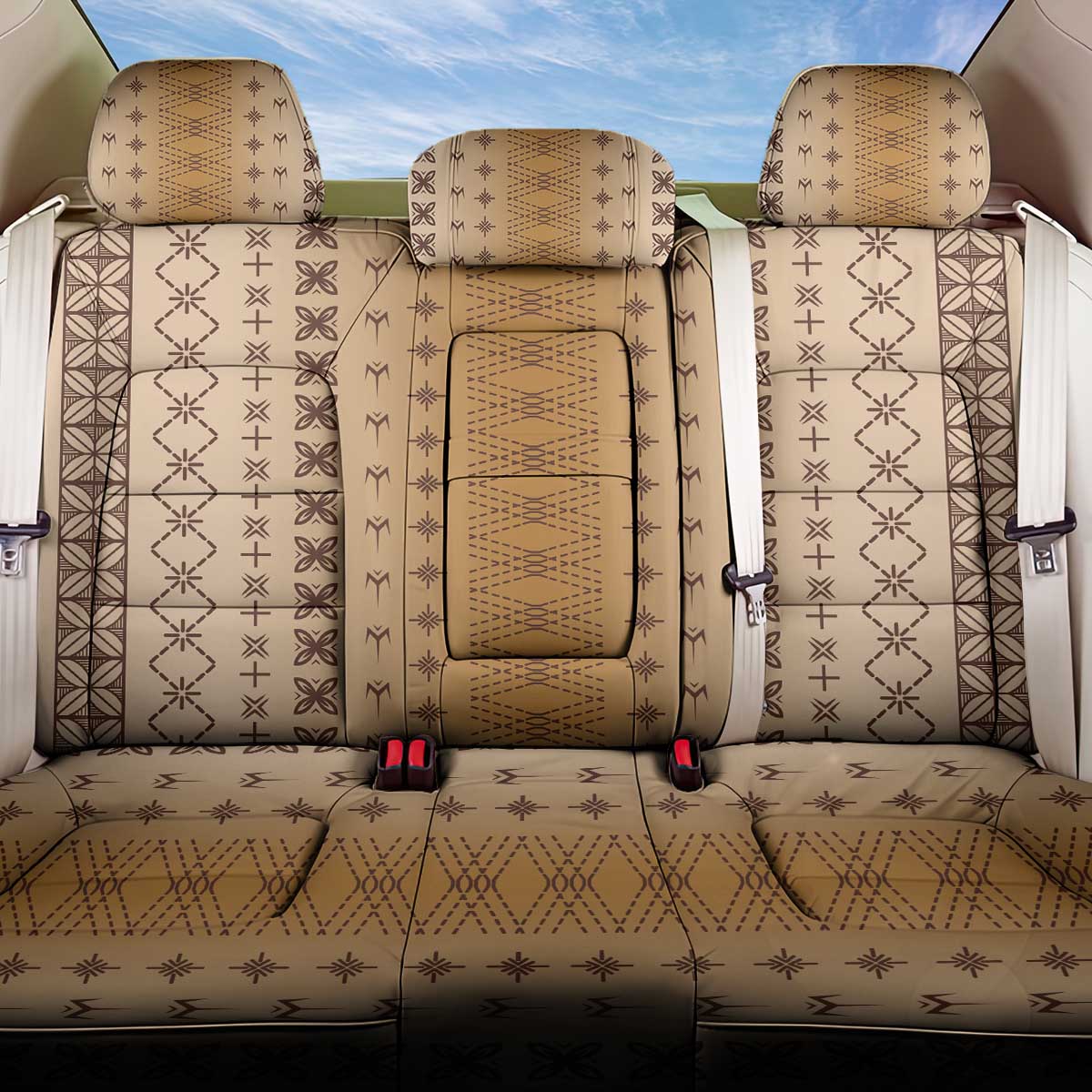Beige Samoa Malu Tattoo Inspired Back Car Seat Cover LT05 One Size Beige - Polynesian Pride