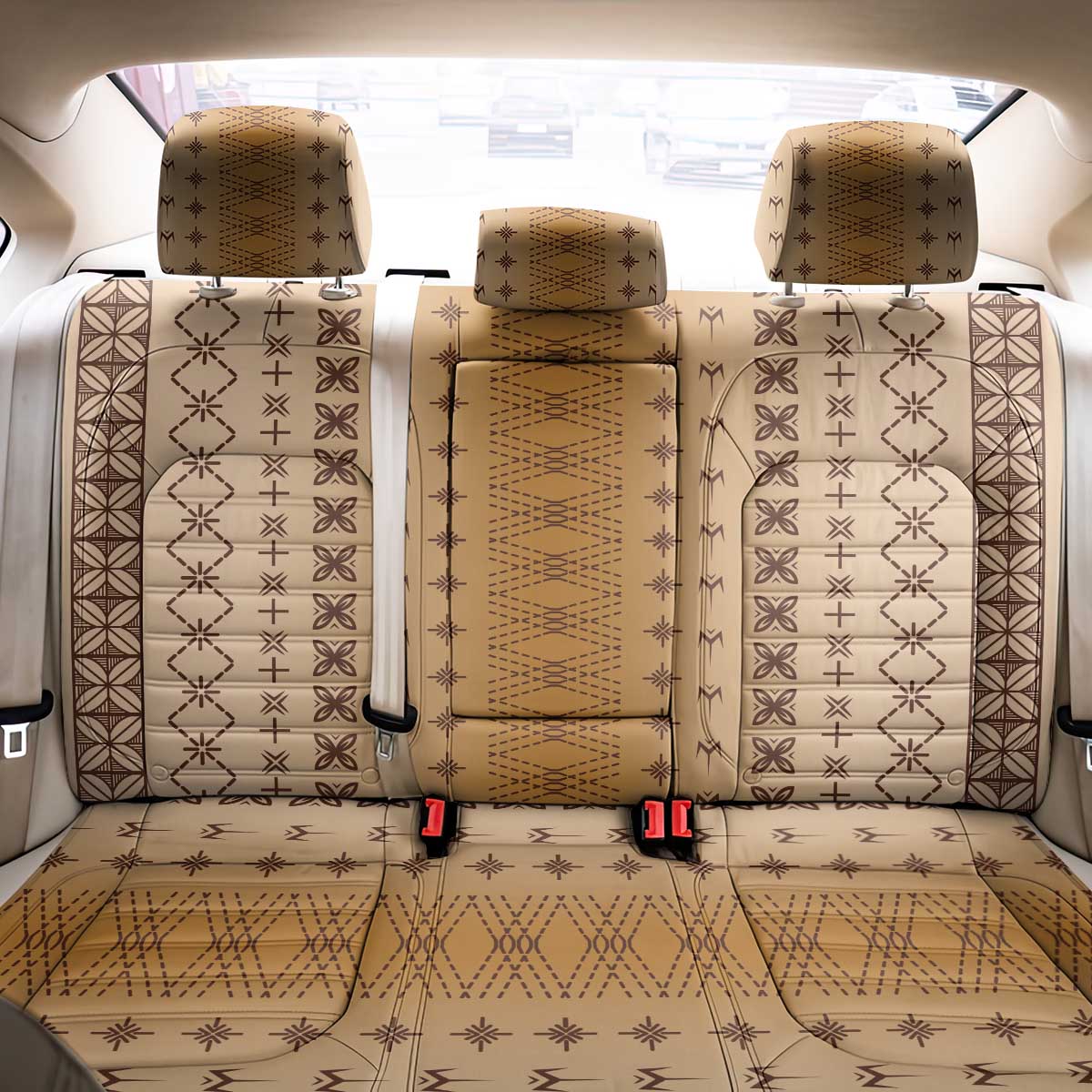 Beige Samoa Malu Tattoo Inspired Back Car Seat Cover LT05 - Polynesian Pride