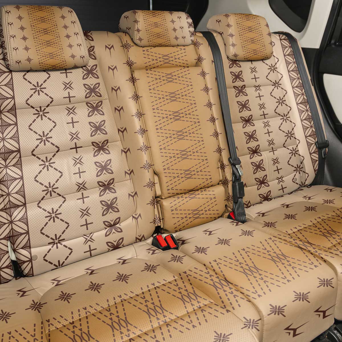 Beige Samoa Malu Tattoo Inspired Back Car Seat Cover LT05 - Polynesian Pride