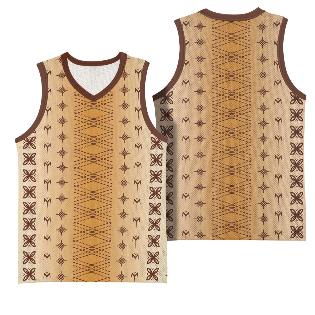 Beige Samoa Malu Tattoo Inspired Basketball Jersey LT05 - Polynesian Pride