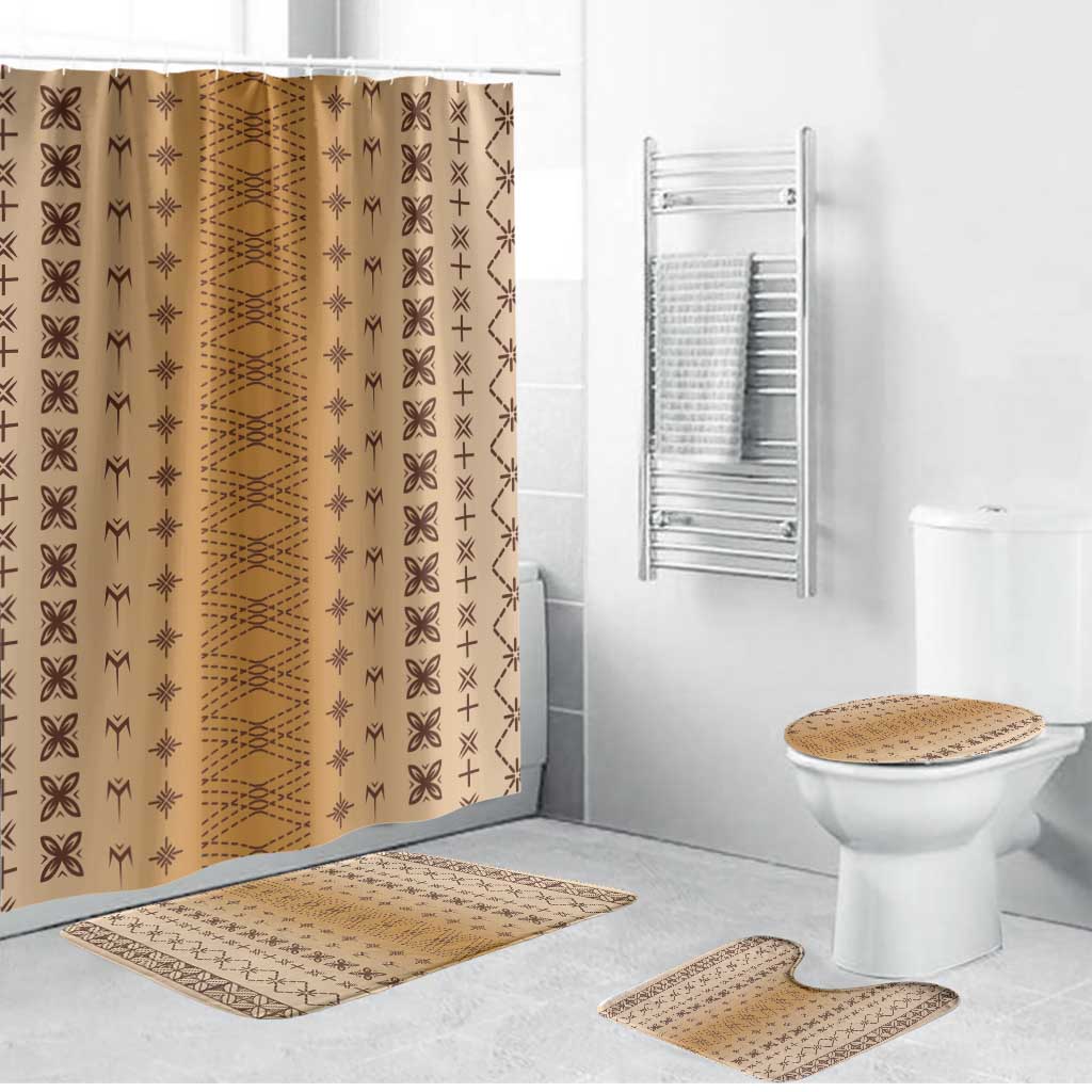 Beige Samoa Malu Tattoo Inspired Bathroom Set LT05 Bathroom Set (4 pcs) Beige - Polynesian Pride