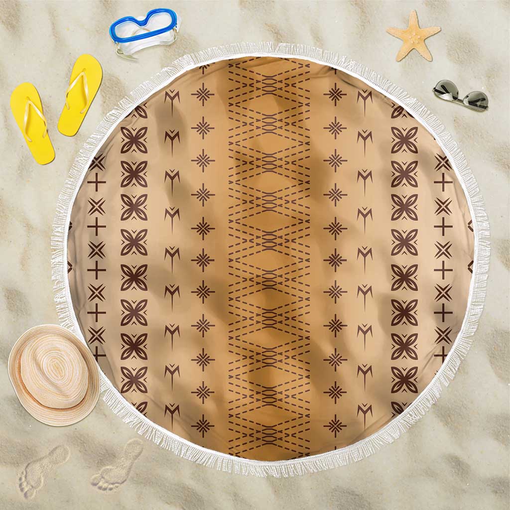 Beige Samoa Malu Tattoo Inspired Beach Blanket LT05 One Size 150cm Beige - Polynesian Pride