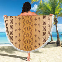 Beige Samoa Malu Tattoo Inspired Beach Blanket LT05 - Polynesian Pride