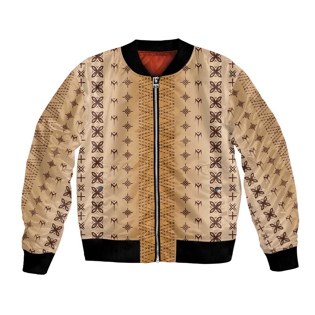 Beige Samoa Malu Tattoo Inspired Bomber Jacket LT05 Unisex Beige - Polynesian Pride