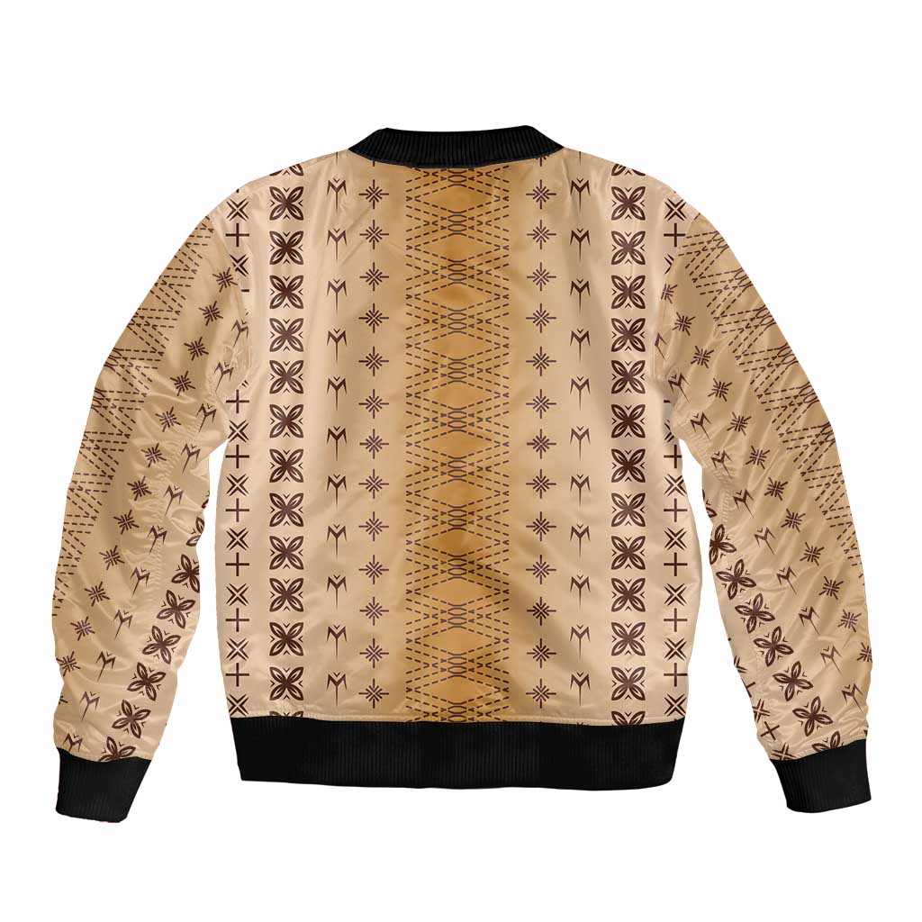 Beige Samoa Malu Tattoo Inspired Bomber Jacket LT05 - Polynesian Pride