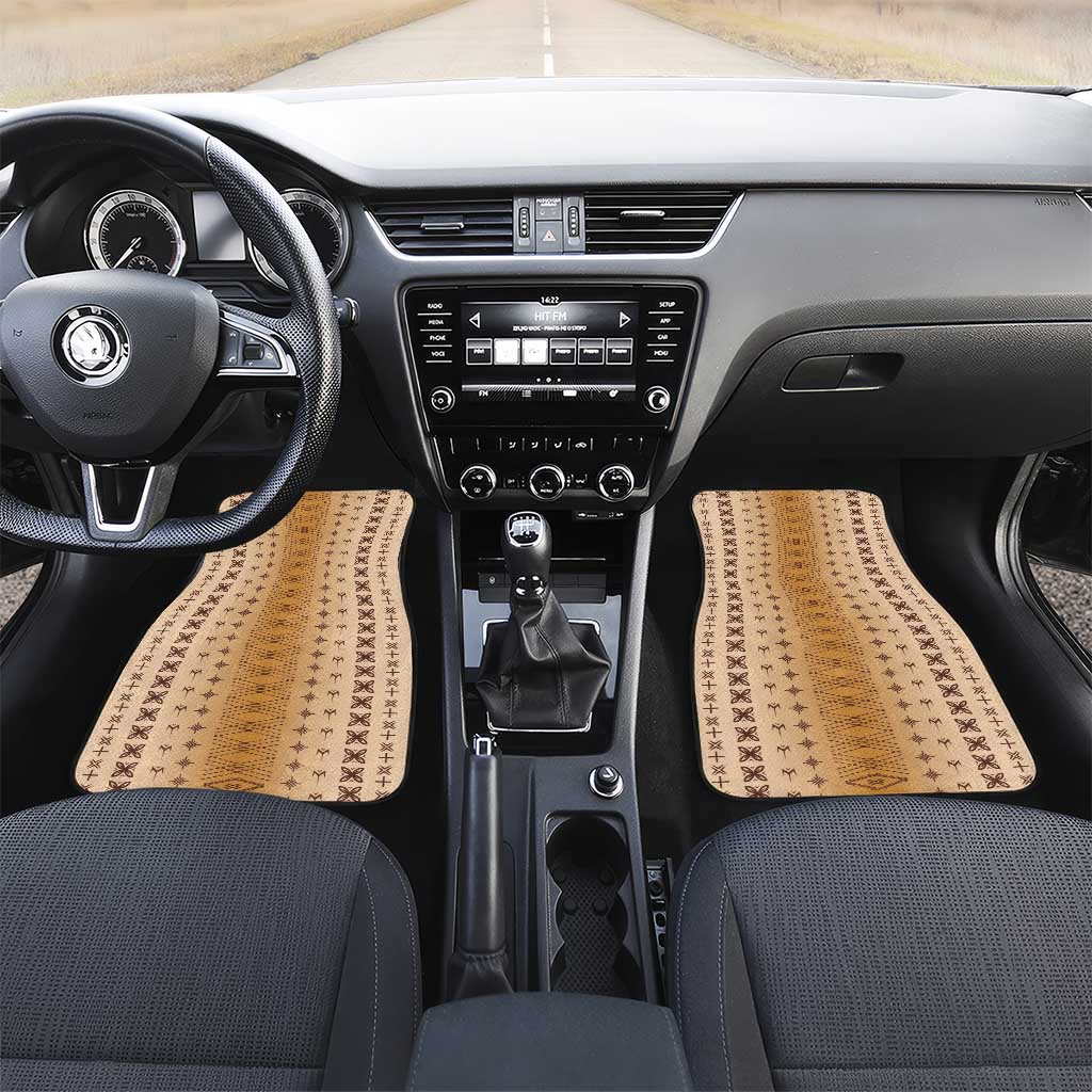 Beige Samoa Malu Tattoo Inspired Car Mats LT05 Set 2pcs - Front Beige - Polynesian Pride