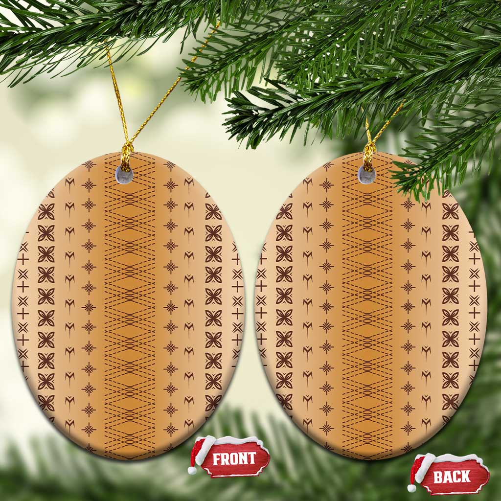 Beige Samoa Malu Tattoo Inspired Ceramic Ornament - Polynesian Pride