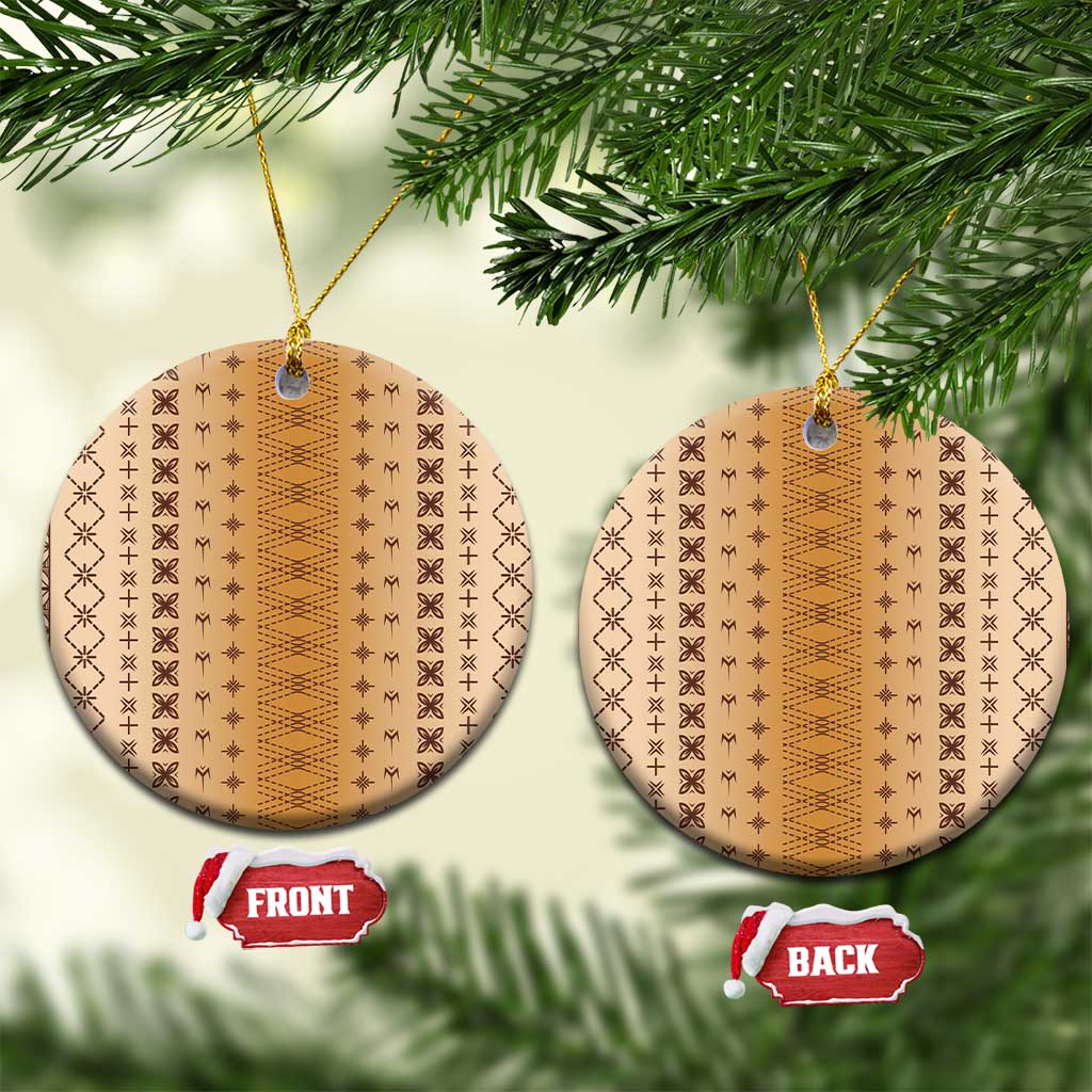 Beige Samoa Malu Tattoo Inspired Ceramic Ornament - Polynesian Pride
