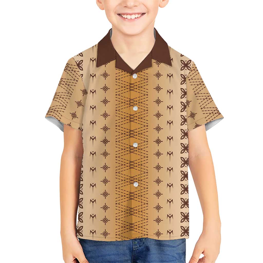 Beige Samoa Malu Tattoo Inspired Family Matching Off Shoulder Short Dress and Hawaiian Shirt - Polynesian Pride