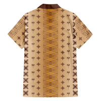 Beige Samoa Malu Tattoo Inspired Family Matching Short Sleeve Bodycon Dress and Hawaiian Shirt - Polynesian Pride