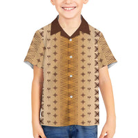 Beige Samoa Malu Tattoo Inspired Family Matching Short Sleeve Bodycon Dress and Hawaiian Shirt - Polynesian Pride