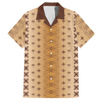 Beige Samoa Malu Tattoo Inspired Family Matching Tank Maxi Dress and Hawaiian Shirt - Polynesian Pride