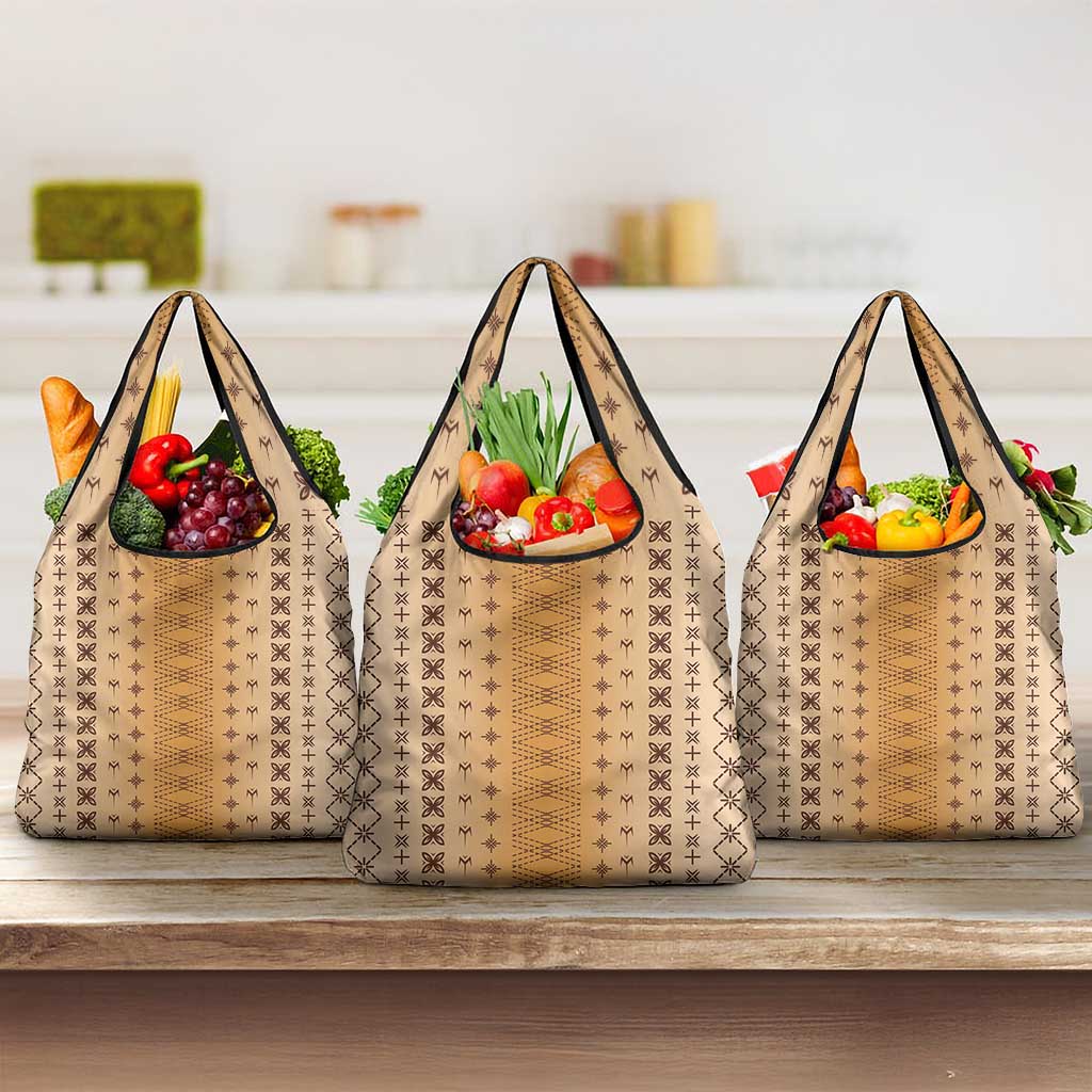 Beige Samoa Malu Tattoo Inspired Grocery Bag LT05 3-pack One Size Beige - Polynesian Pride