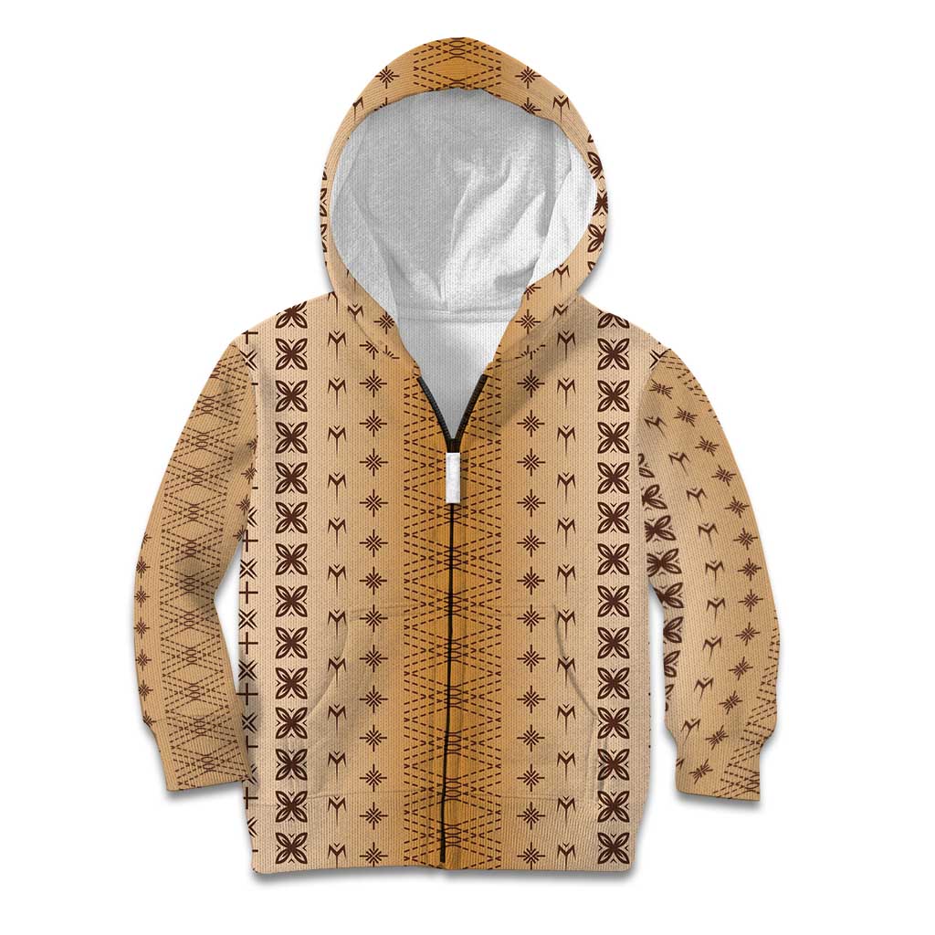 Beige Samoa Malu Tattoo Inspired Kid Hoodie LT05 Zip Hoodie Beige - Polynesian Pride
