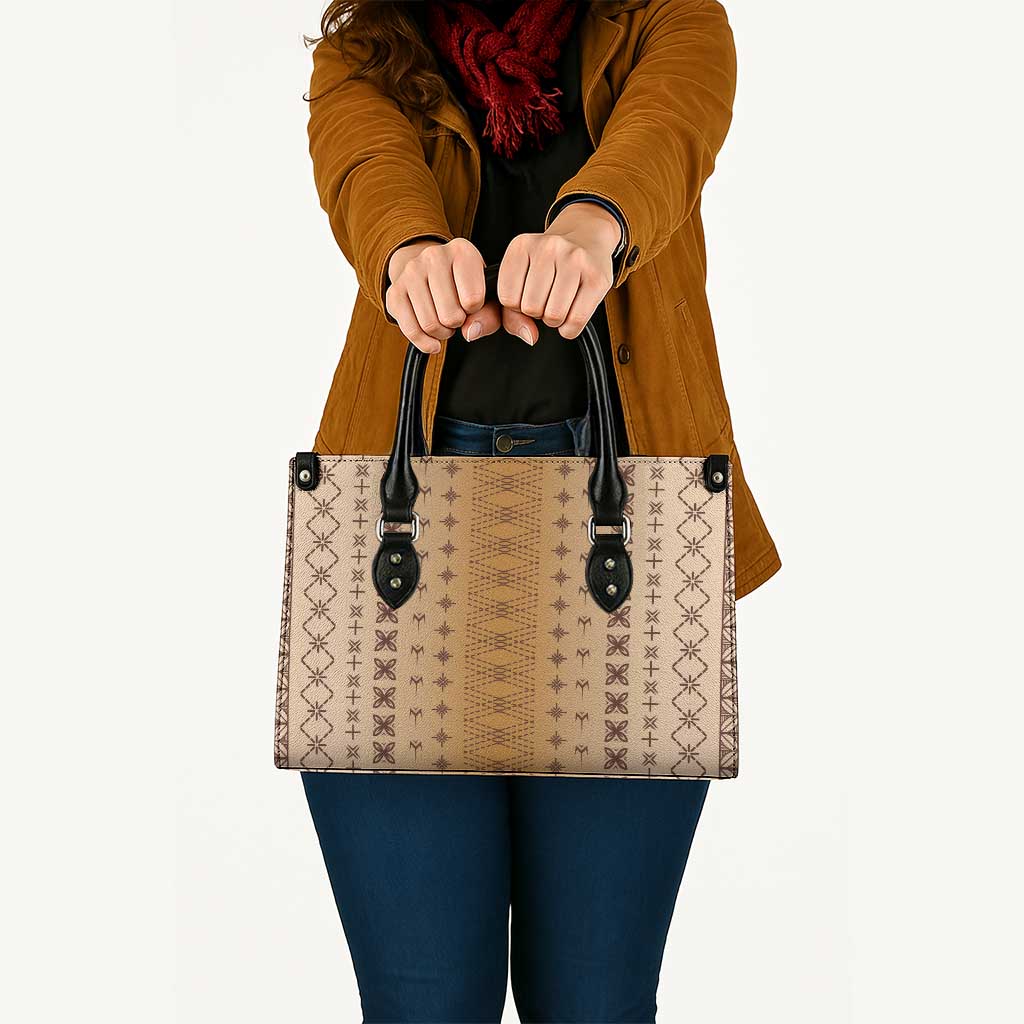 Beige Samoa Malu Tattoo Inspired Leather Bag LT05 - Polynesian Pride