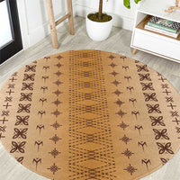 Beige Samoa Malu Tattoo Inspired Round Carpet LT05 Beige - Polynesian Pride
