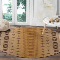 Beige Samoa Malu Tattoo Inspired Round Carpet LT05 - Polynesian Pride