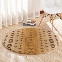 Beige Samoa Malu Tattoo Inspired Round Carpet LT05 - Polynesian Pride