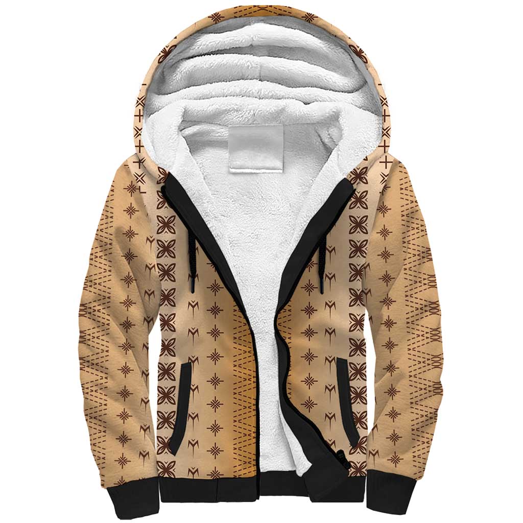 Beige Samoa Malu Tattoo Inspired Sherpa Hoodie LT05 Unisex Beige - Polynesian Pride