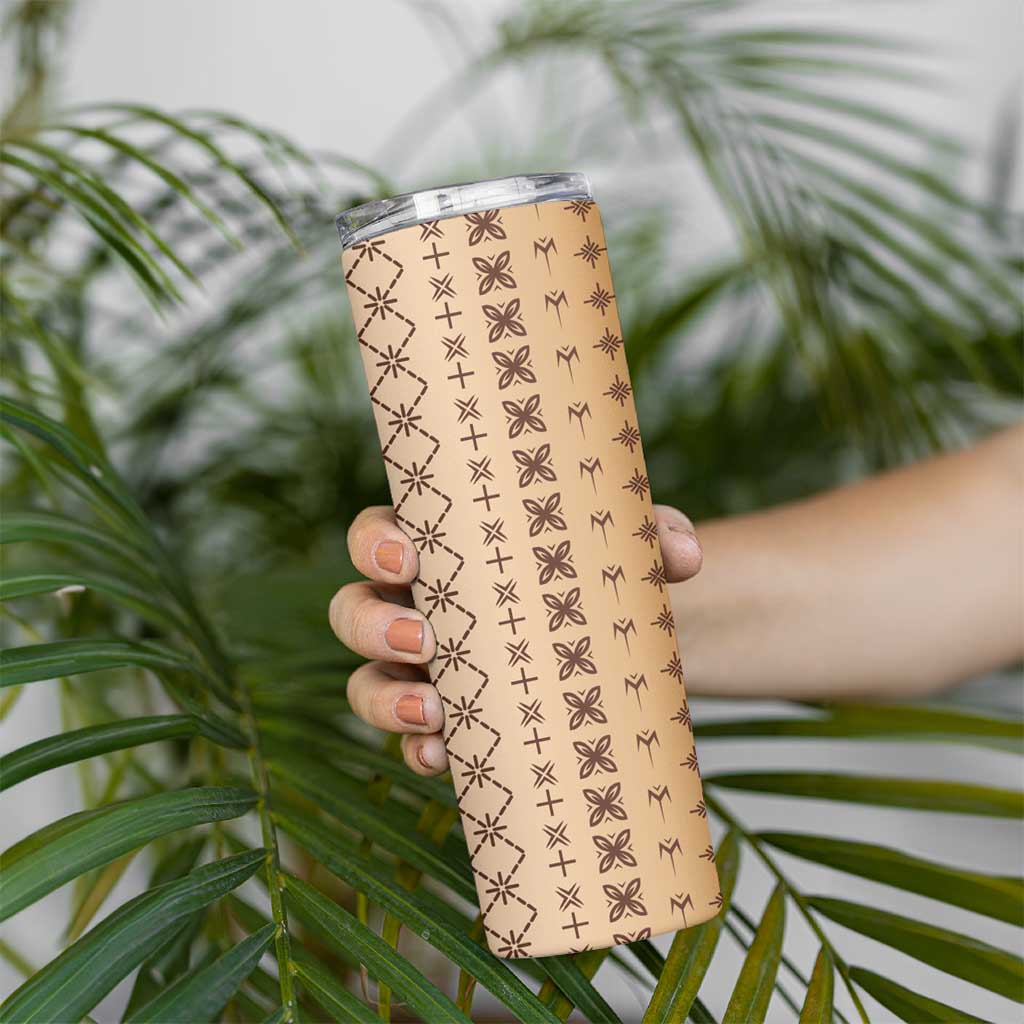 Beige Samoa Malu Tattoo Inspired Skinny Tumbler LT05 - Polynesian Pride