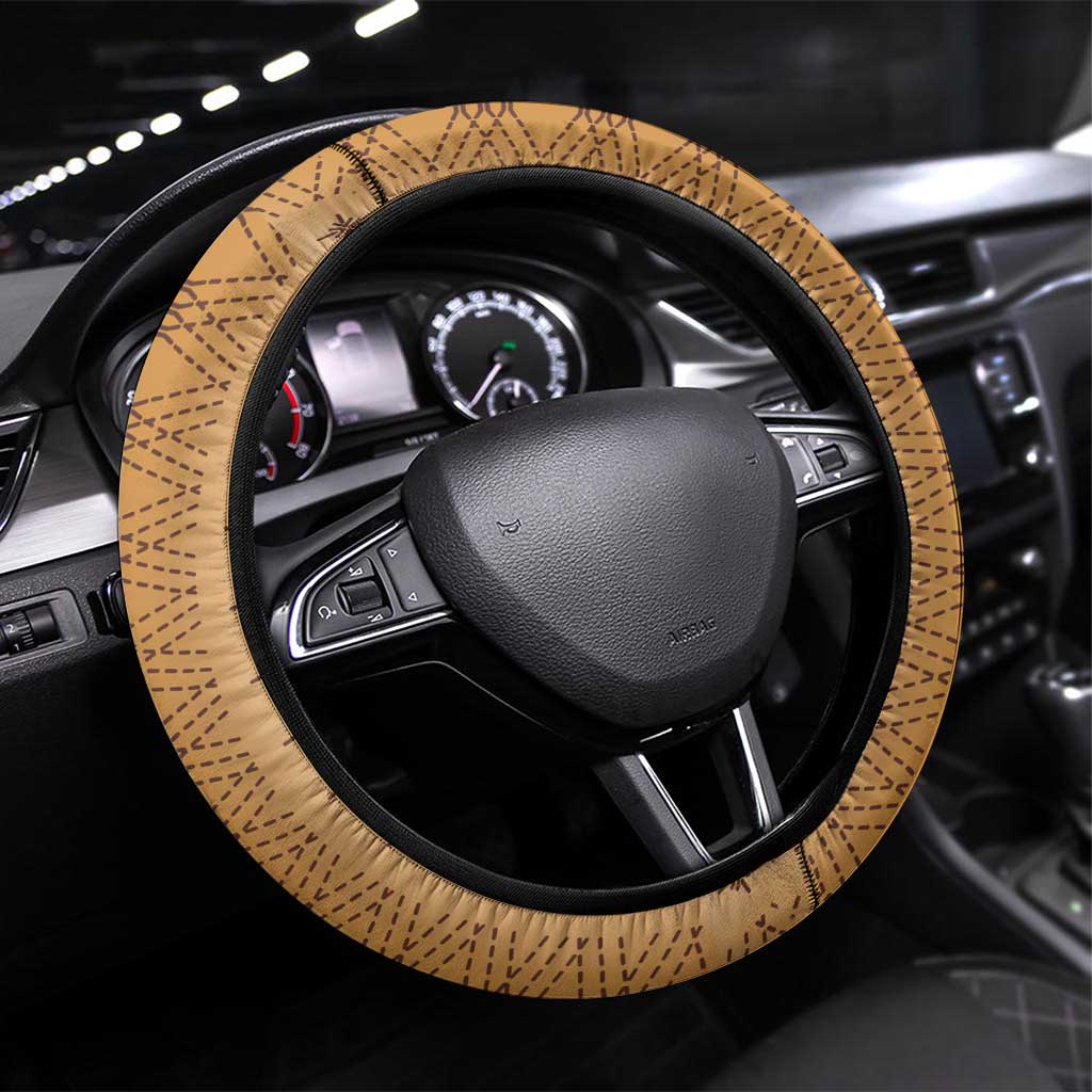 Beige Samoa Malu Tattoo Inspired Steering Wheel Cover LT05 Universal Fit Beige - Polynesian Pride