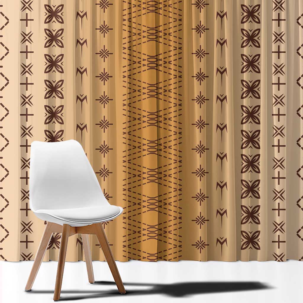 Beige Samoa Malu Tattoo Inspired Window Curtain LT05 - Polynesian Pride