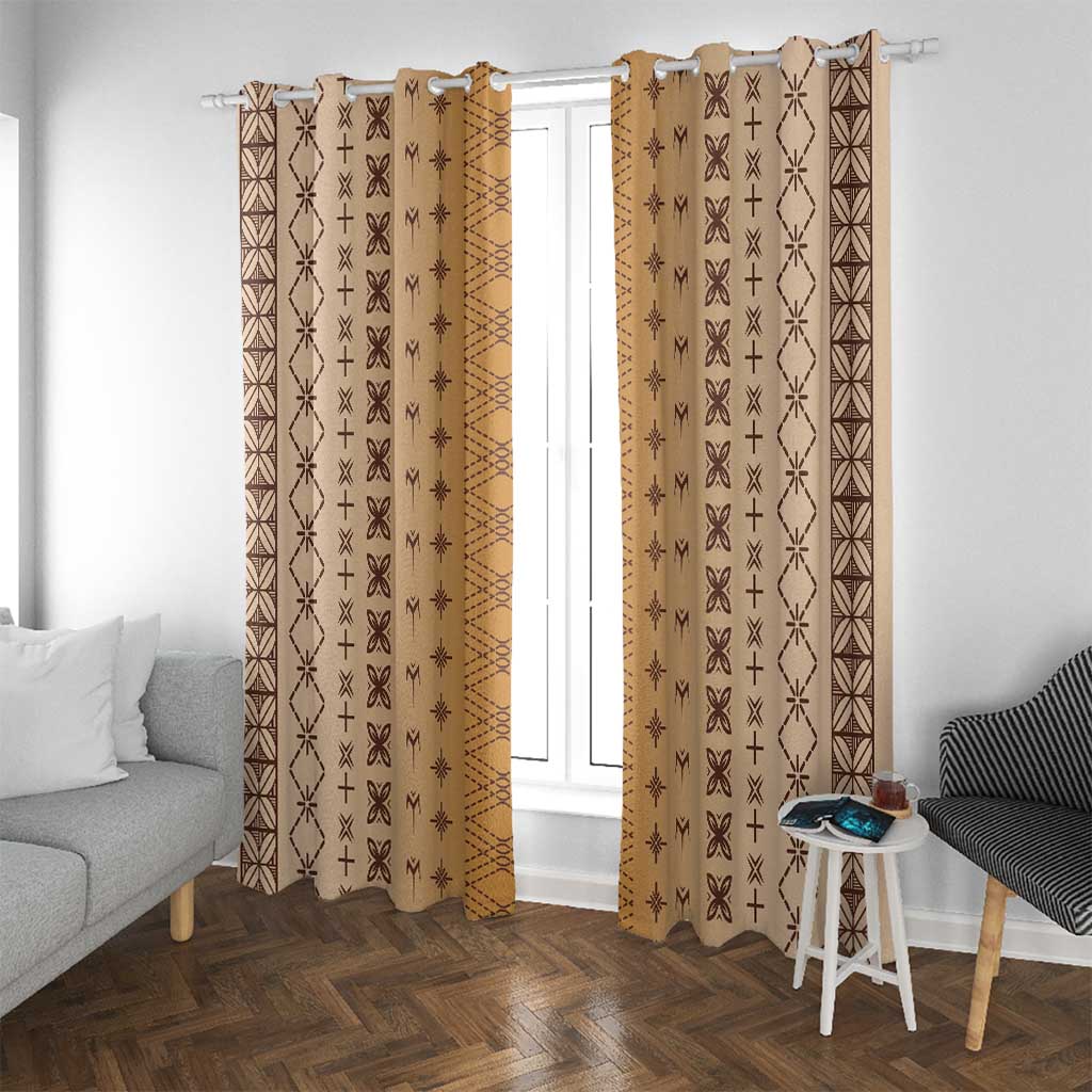 Beige Samoa Malu Tattoo Inspired Window Curtain LT05 With Grommets Beige - Polynesian Pride