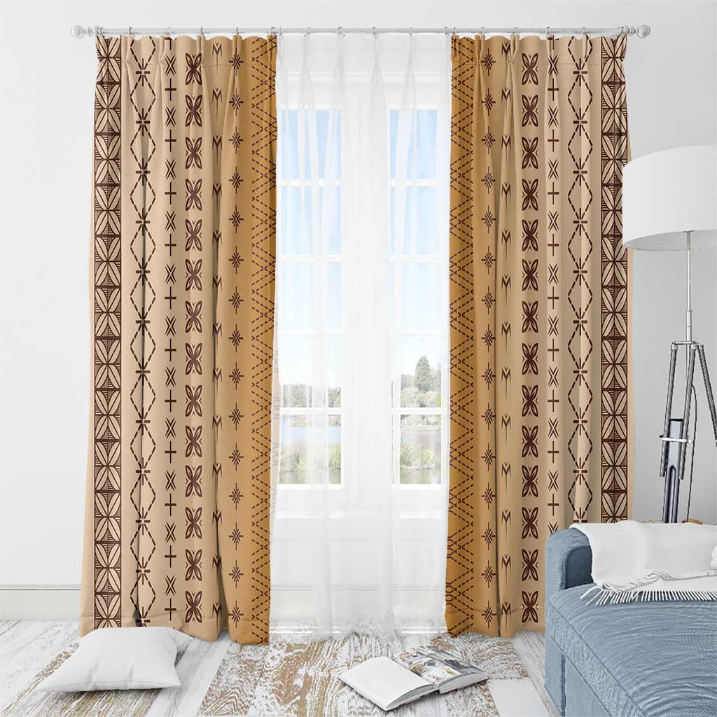 Beige Samoa Malu Tattoo Inspired Window Curtain LT05 - Polynesian Pride