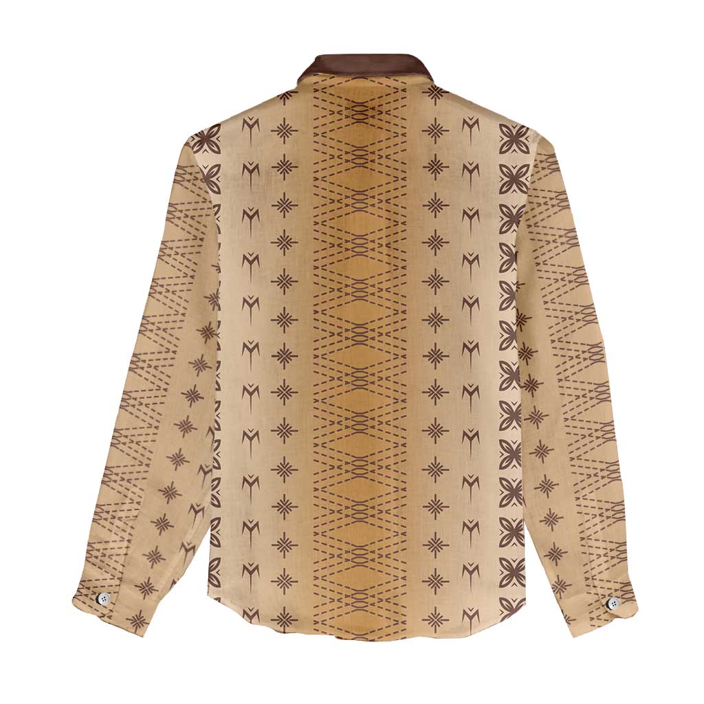 Beige Samoa Malu Tattoo Inspired Women Casual Shirt - Polynesian Pride