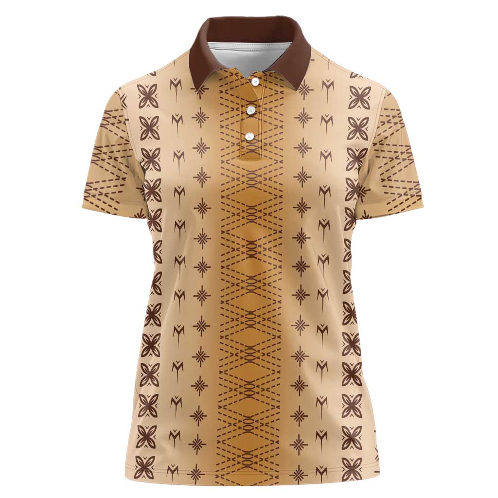 Beige Samoa Malu Tattoo Inspired Women Polo Shirt LT05 Female Beige - Polynesian Pride