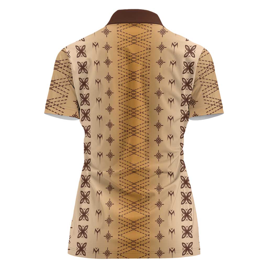 Beige Samoa Malu Tattoo Inspired Women Polo Shirt LT05 - Polynesian Pride
