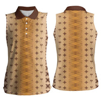 Beige Samoa Malu Tattoo Inspired Women Sleeveless Polo Shirt LT05 - Polynesian Pride