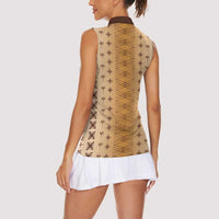Beige Samoa Malu Tattoo Inspired Women Sleeveless Polo Shirt LT05 - Polynesian Pride
