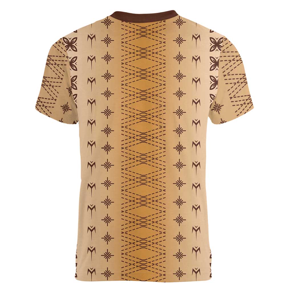 Beige Samoa Malu Tattoo Inspired Women V-Neck T-Shirt - Polynesian Pride