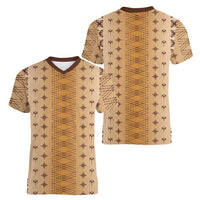Beige Samoa Malu Tattoo Inspired Women V-Neck T-Shirt - Polynesian Pride