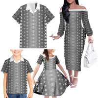 Black Samoa Malu Tattoo Inspired Family Matching Off The Shoulder Long Sleeve Dress and Hawaiian Shirt - Polynesian Pride