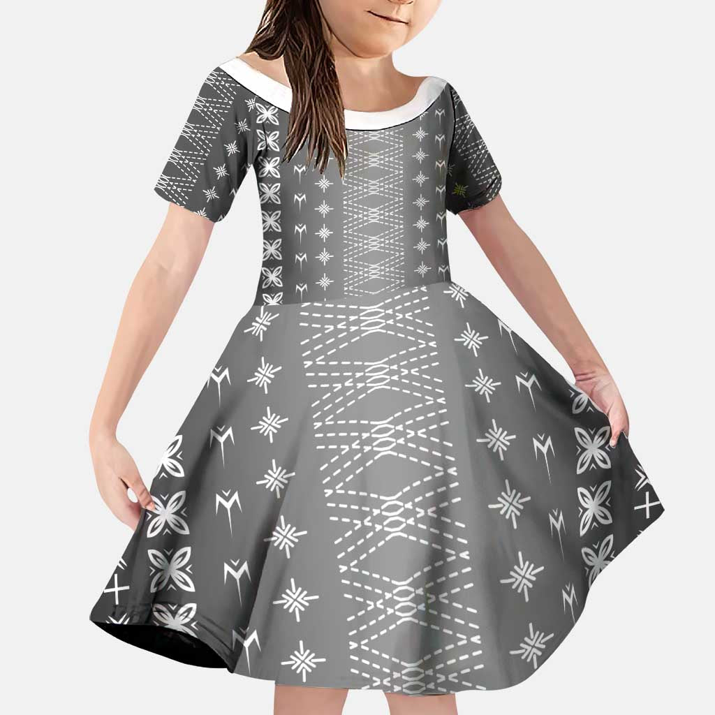 Black Samoa Malu Tattoo Inspired Family Matching Short Sleeve Bodycon Dress and Hawaiian Shirt LT05 Daughter's Dress Black - Polynesian Pride