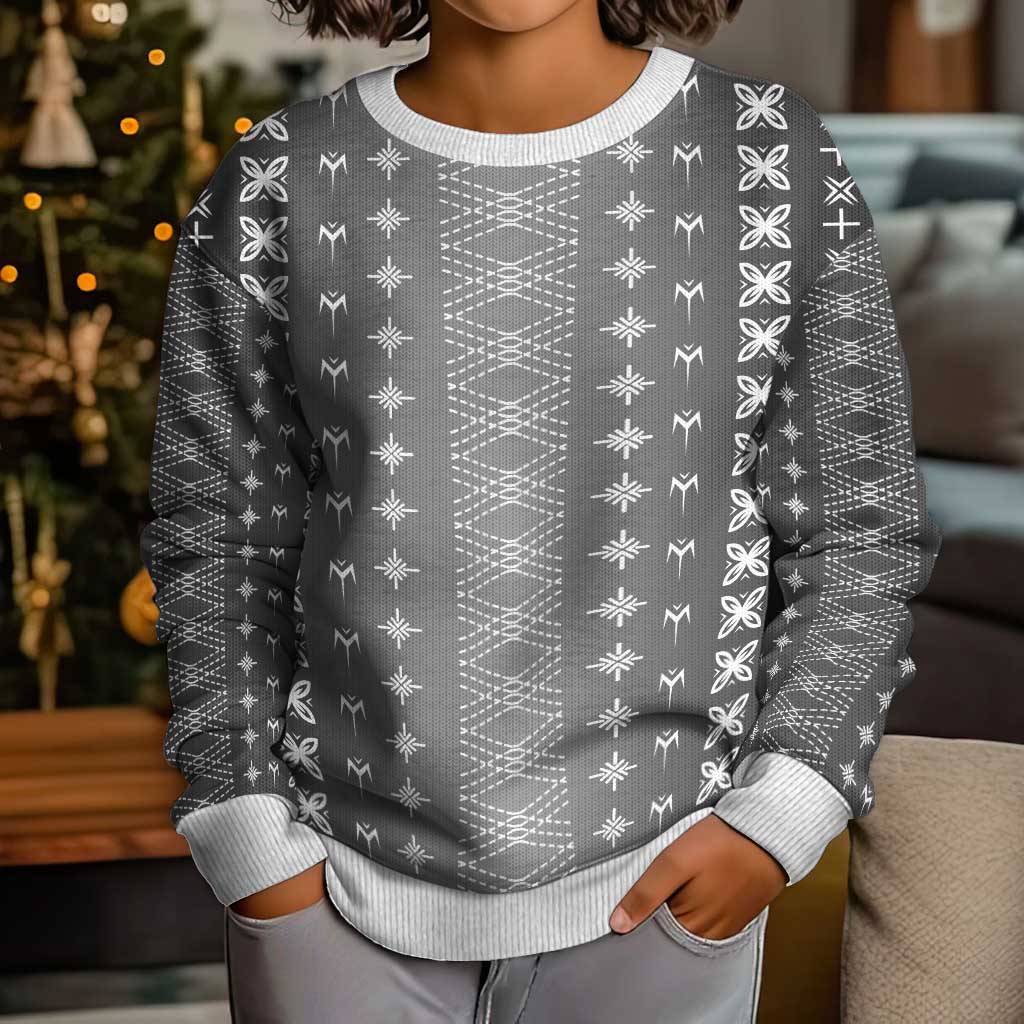 Black Samoa Malu Tattoo Inspired Kid Ugly Christmas Sweater LT05 - Polynesian Pride