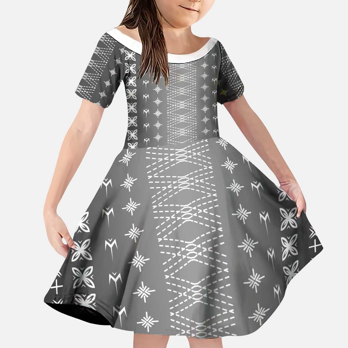 Black Samoa Malu Tattoo Inspired Kid Short Sleeve Dress LT05 KID Black - Polynesian Pride