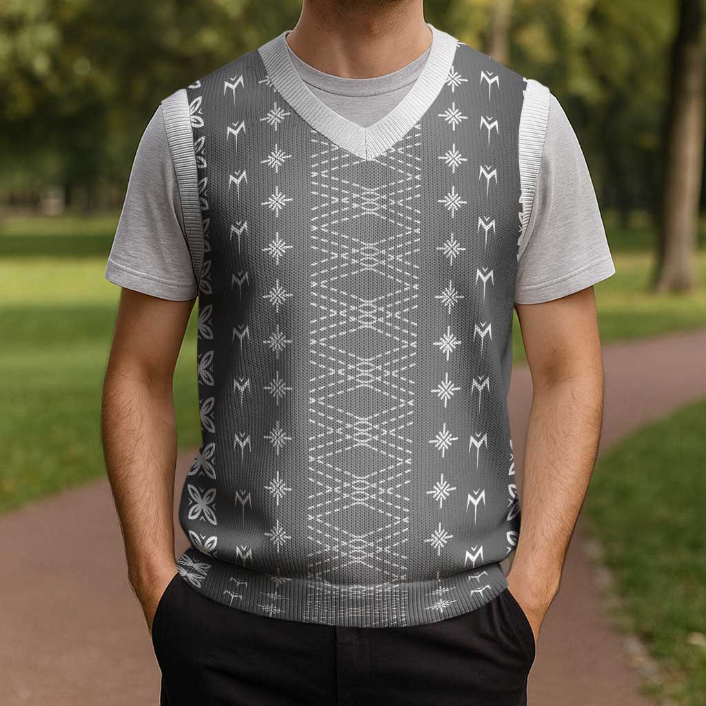 Black Samoa Malu Tattoo Inspired Christmas Knitted V-Neck Vest LT05 - Polynesian Pride