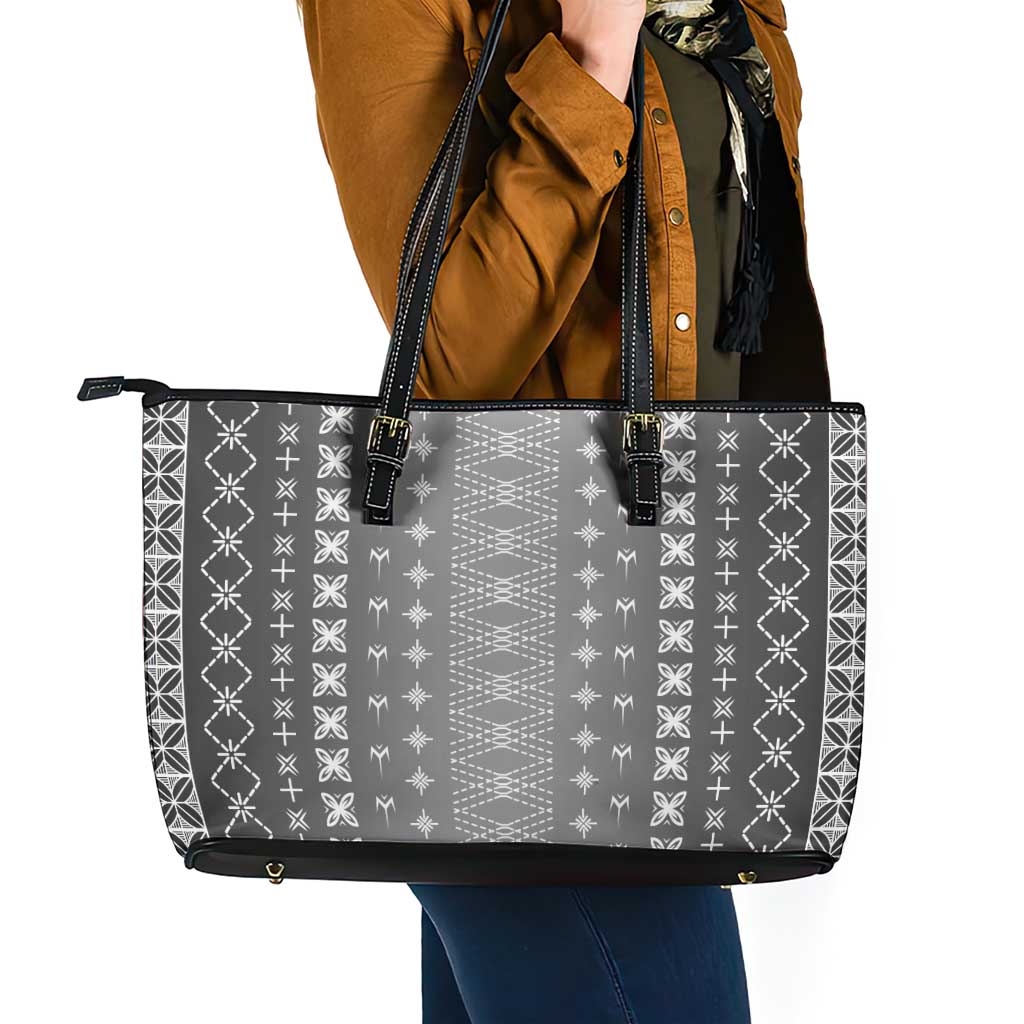 Black Samoa Malu Tattoo Inspired Leather Tote Bag - Polynesian Pride