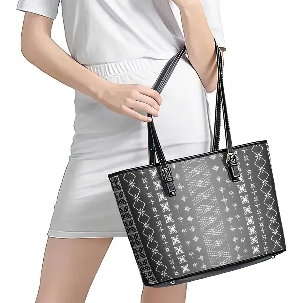 Black Samoa Malu Tattoo Inspired Leather Tote Bag - Polynesian Pride