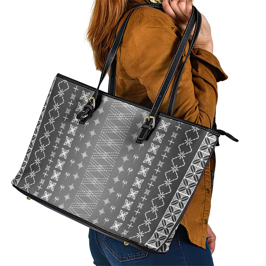 Black Samoa Malu Tattoo Inspired Leather Tote Bag - Polynesian Pride