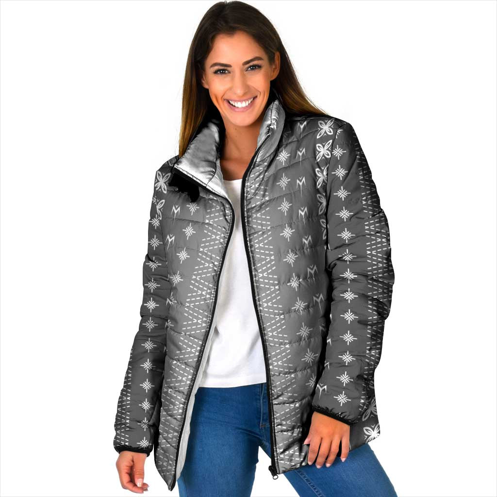 Black Samoa Malu Tattoo Inspired Padded Jacket LT05 Women Black - Polynesian Pride