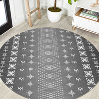 Black Samoa Malu Tattoo Inspired Round Carpet LT05 Black - Polynesian Pride