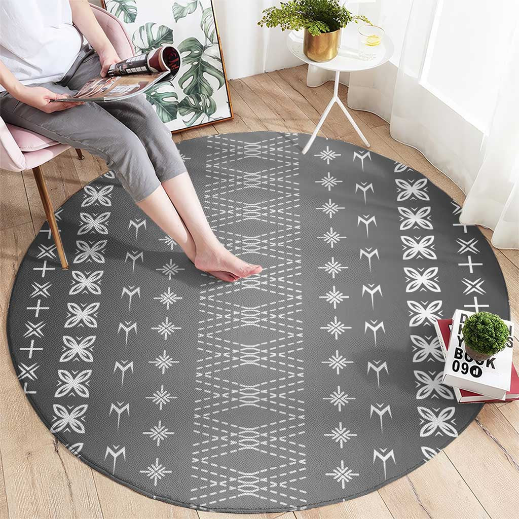 Black Samoa Malu Tattoo Inspired Round Carpet LT05 - Polynesian Pride