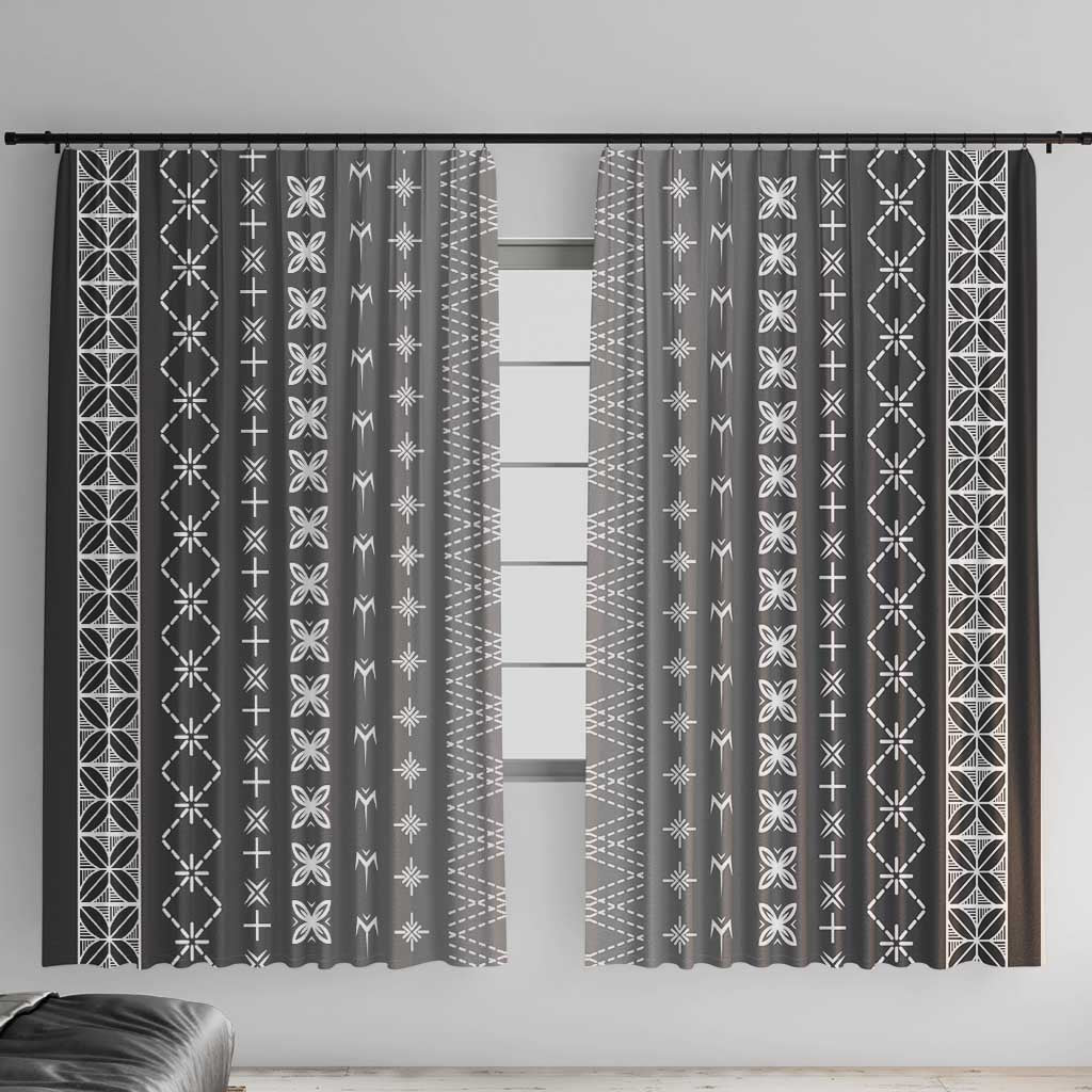 Black Samoa Malu Tattoo Inspired Window Curtain LT05 With Hooks Black - Polynesian Pride