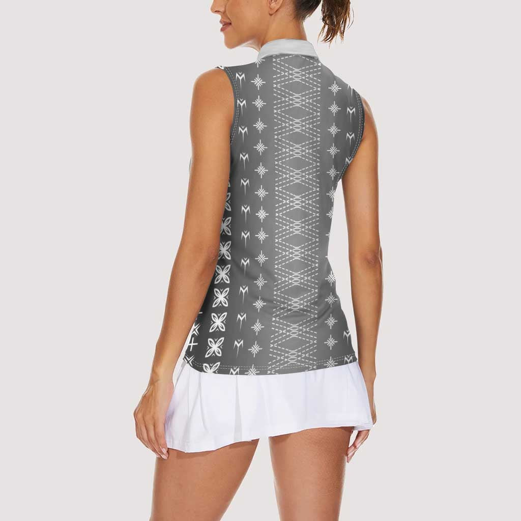 Black Samoa Malu Tattoo Inspired Women Sleeveless Polo Shirt - Polynesian Pride